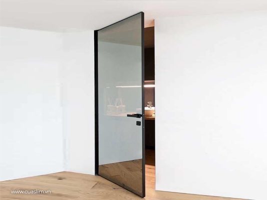 Bố trí không gian hiệu quả với cửa nhôm Anode Slim mở quay nội thất