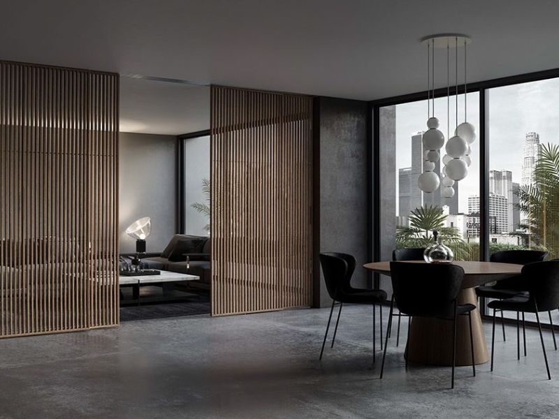 Cửa lùa nan slim nội thất Giải pháp phân vùng không gian mềm mại (2)