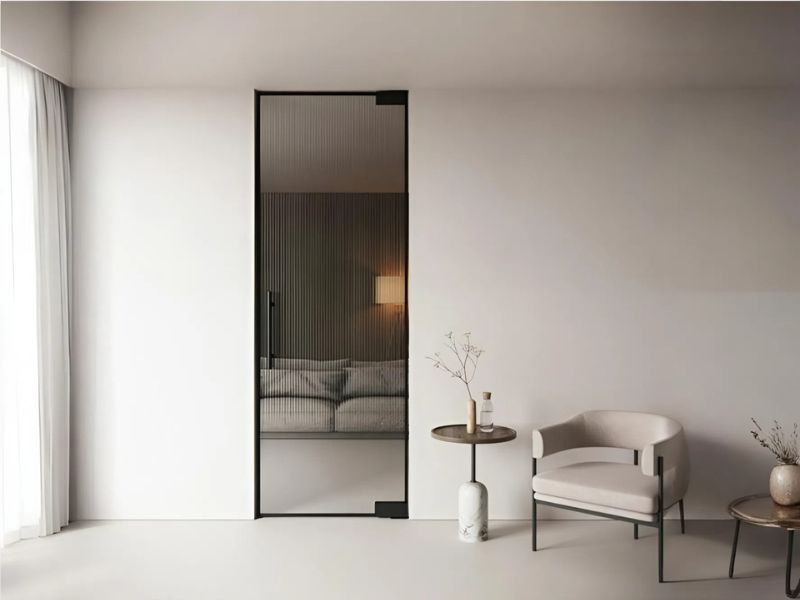 Ứng dụng cửa nhôm Anode Slim mở quay trong thiết kế nội thất