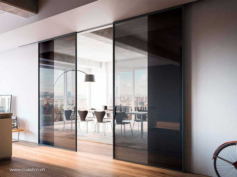 Cửa lùa slim không ray dưới 2 cánh Kenwin từ cấu tạo đến ứng dụng