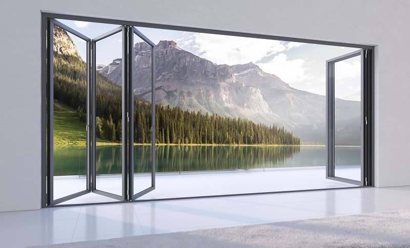 cửa nhôm slim xếp trượt