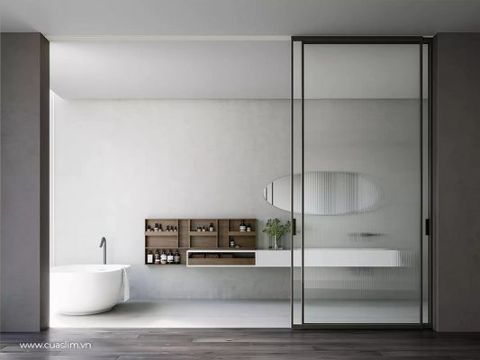 cửa đi mở trượt 2 cánh