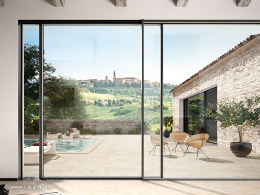 cửa đi mở trượt 2 cánh