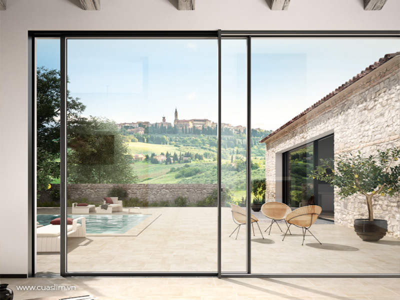 cửa đi mở trượt 2 cánh