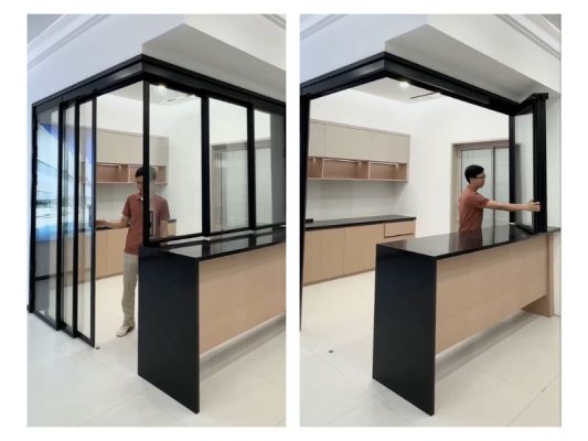 cửa trượt quay 3 ray 3 cánh