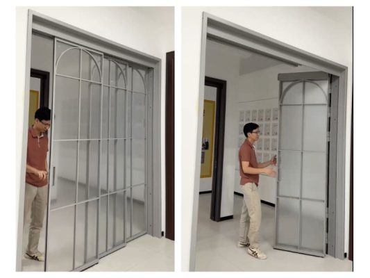 cửa trượt quay slim 3 ray 3 cánh